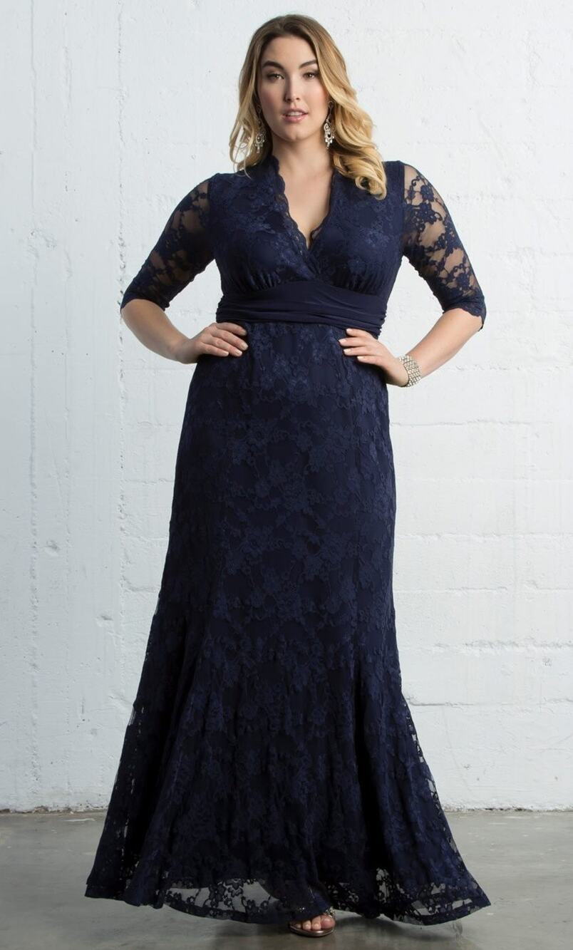 Kiyonna Screen Siren Maxi Dress Navy Blue Lace 2X Whimsigoth Romantic Party
